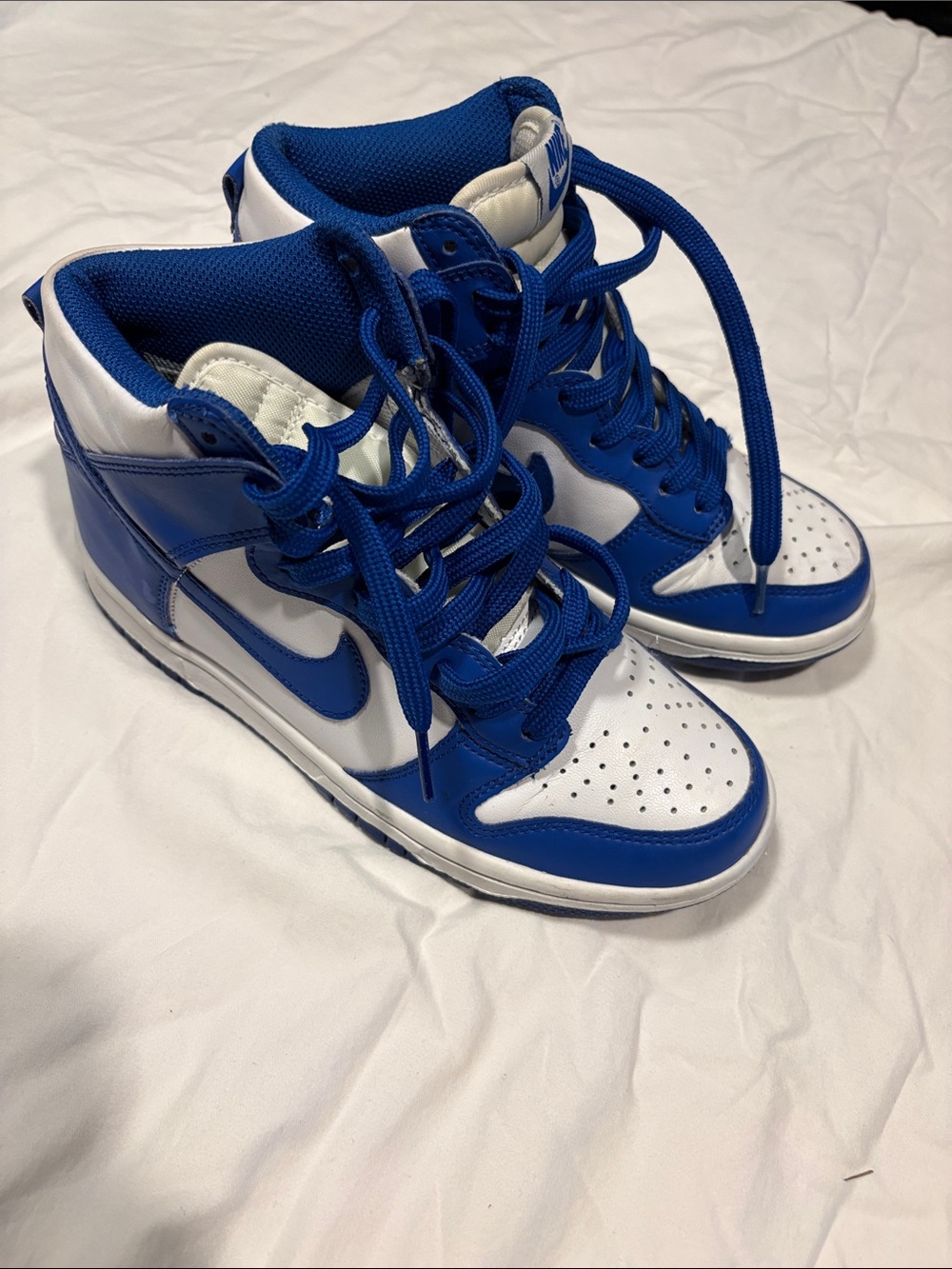Nike Women's High-Top Sneakers in Royal Blue and White